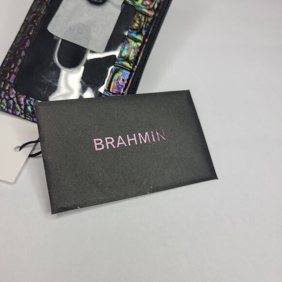 BRAHMIN Credit Card Wallet Black Pearl Ombre Melbourne Genuine Leather NWT - Picture 8 of 12